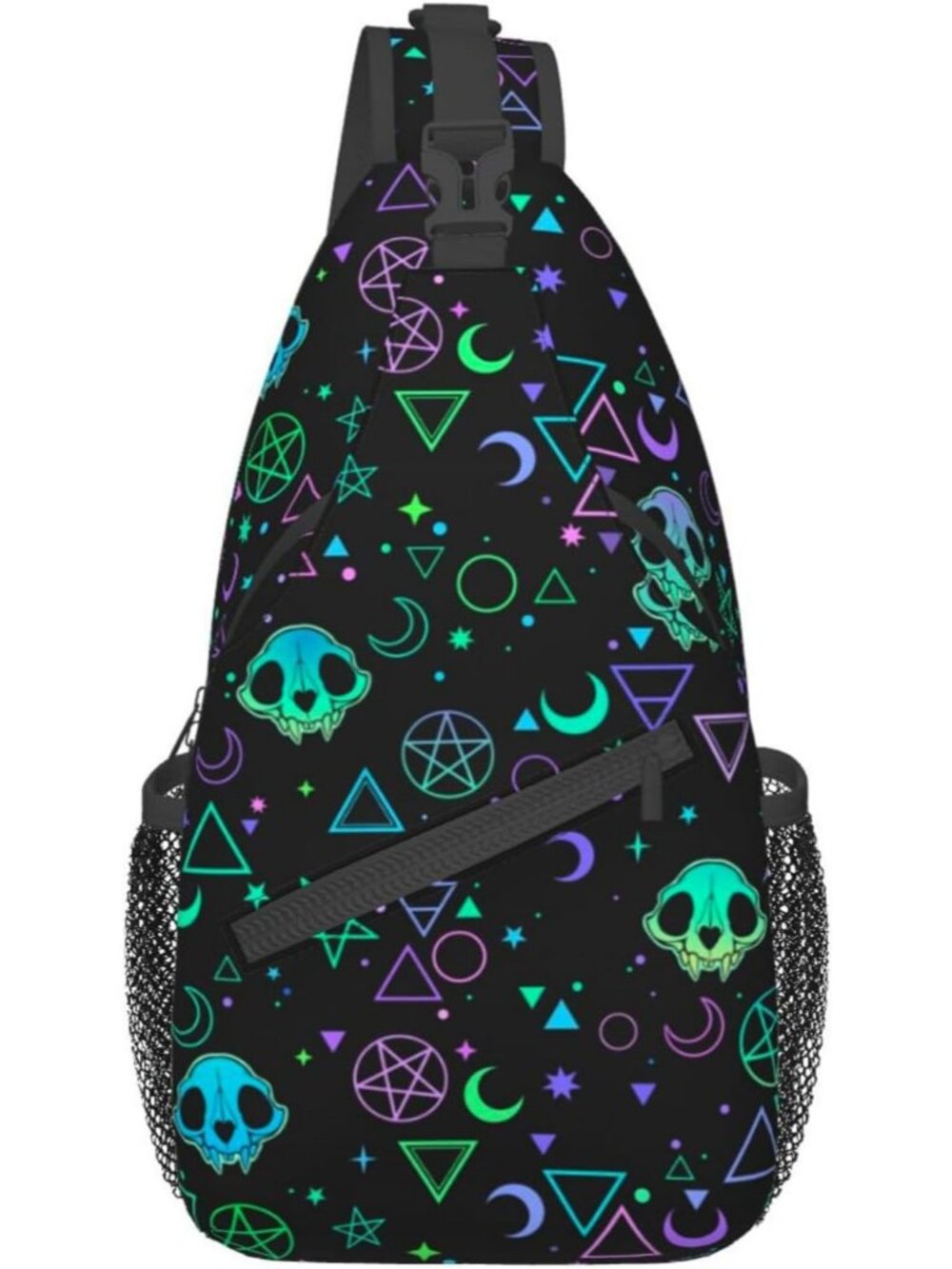 Unisex Blood Skull Horror Hiking Backpack Chest Daypack Crossbody Sling Bag
